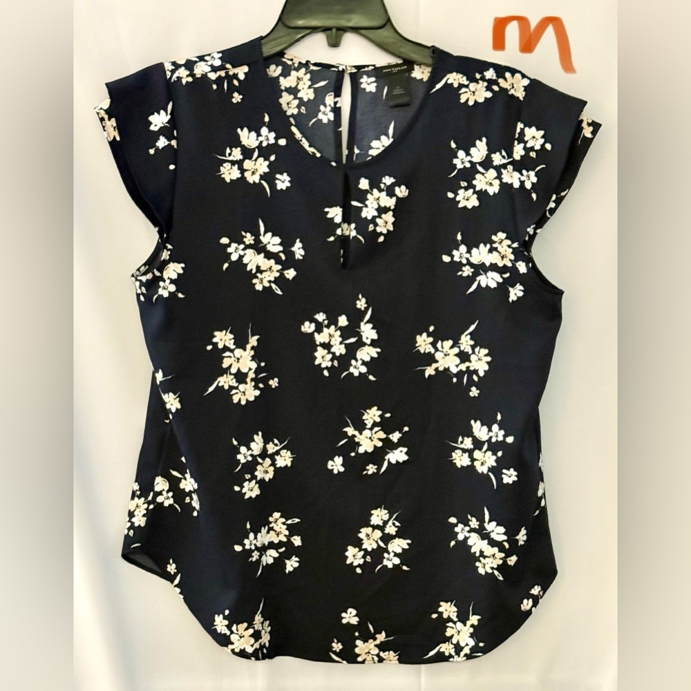 Ann Taylor Midnight Blue Floral Top